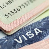 USA visa in a passport background